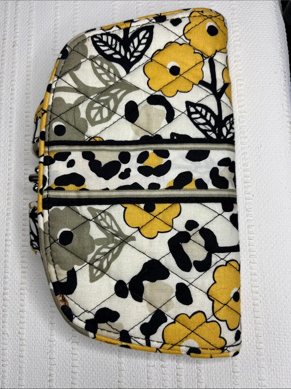 Vera Bradley Go Wild Kiss 'n Snap Wallet - Yellow, Black & White Leopard retired